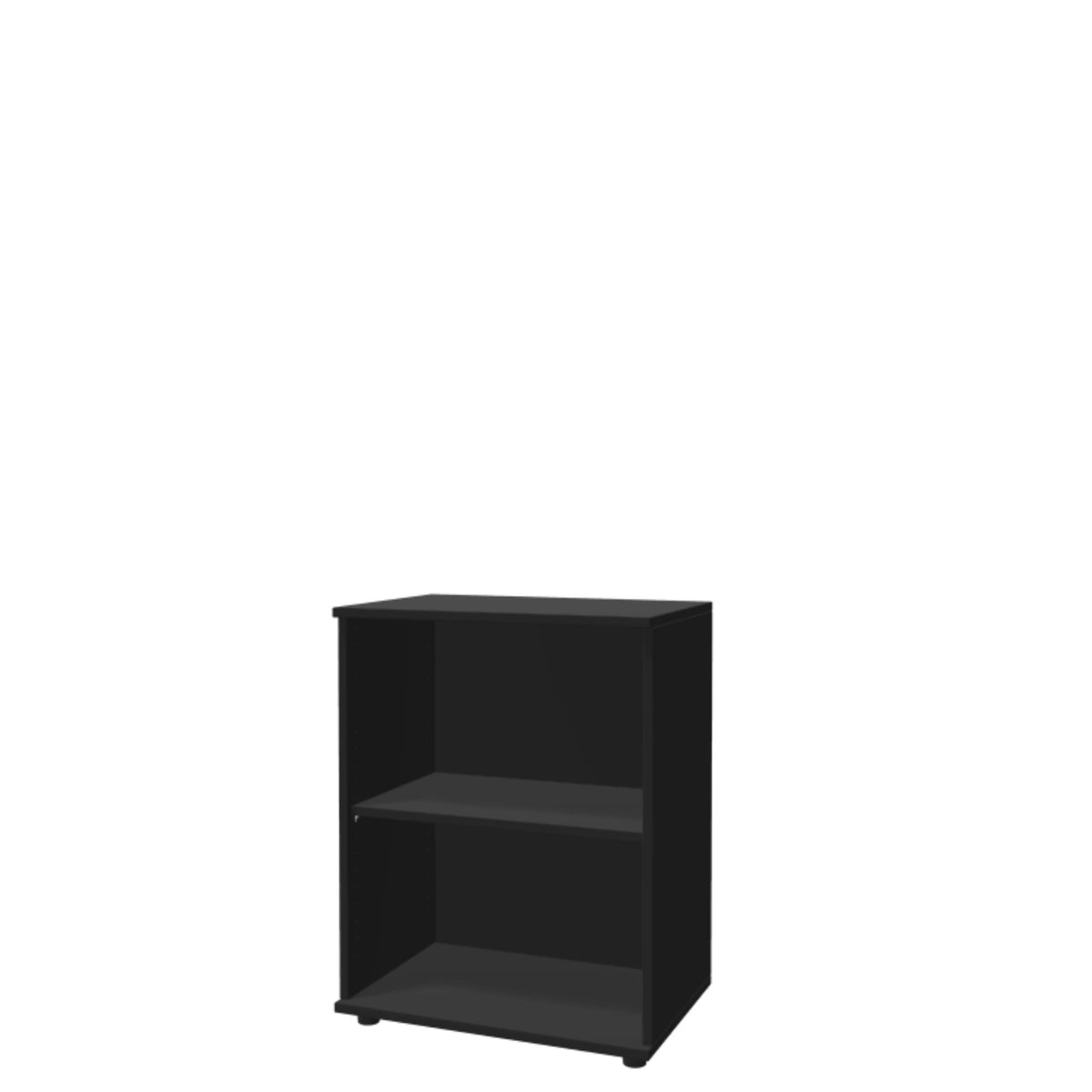 Biroja plaukts THEO, ar 2 atvērtiem plauktiem, 745 x 600 x 375 mm – Melna