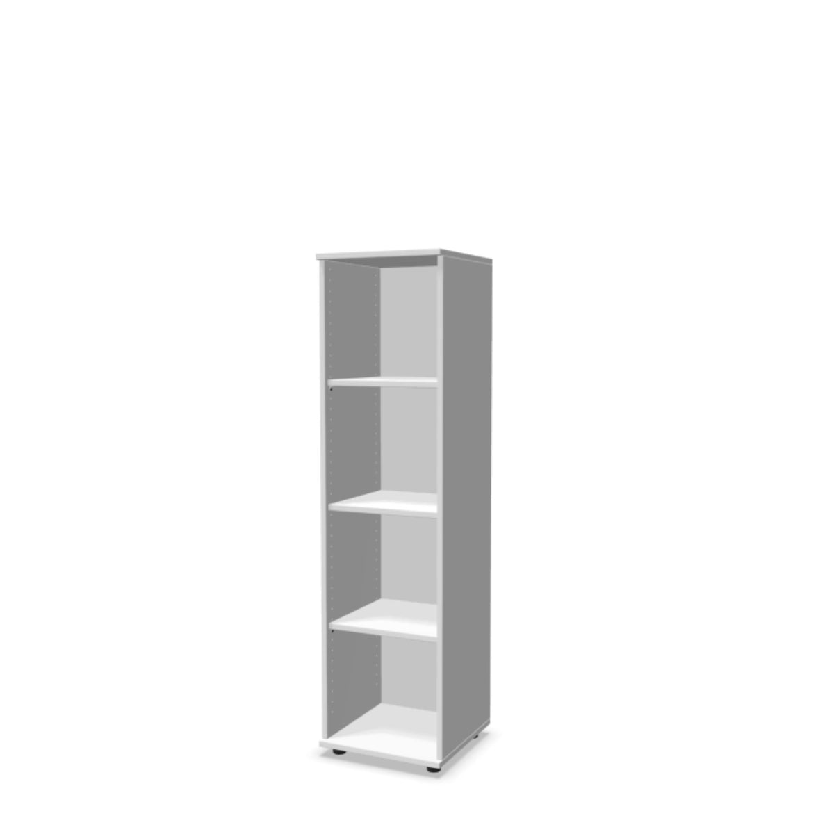 Biroja plaukts THEO, ar 4 atvērtiem plauktiem, 1450 x 400 x 375 mm – Balta