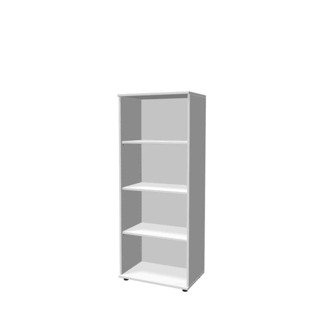 Biroja plaukts THEO, ar 4 atvērtiem plauktiem, 1450 x 600 x 375 mm – Balta