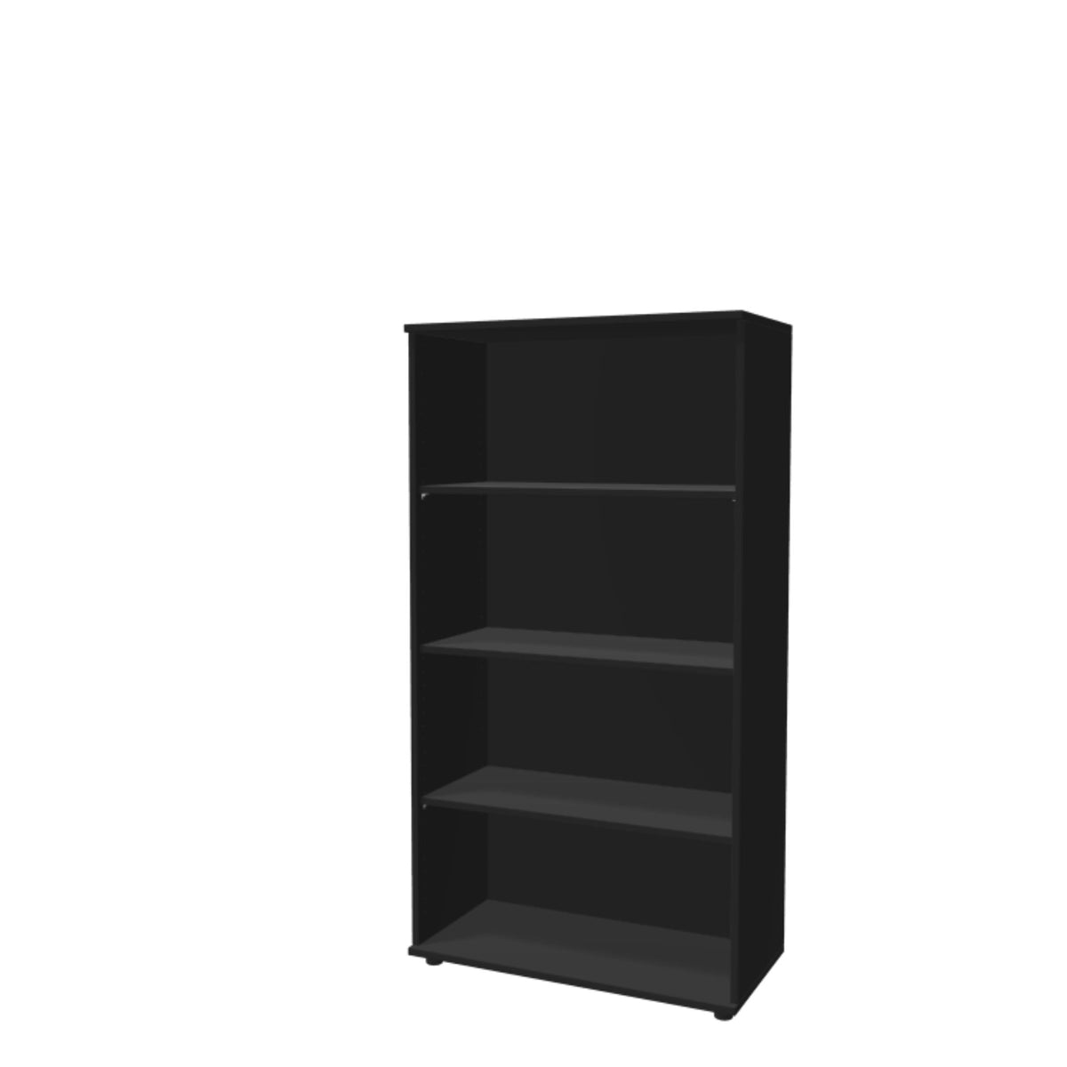 Biroja plaukts THEO, ar 4 atvērtiem plauktiem, 1450 x 800 x 375 mm – Melna
