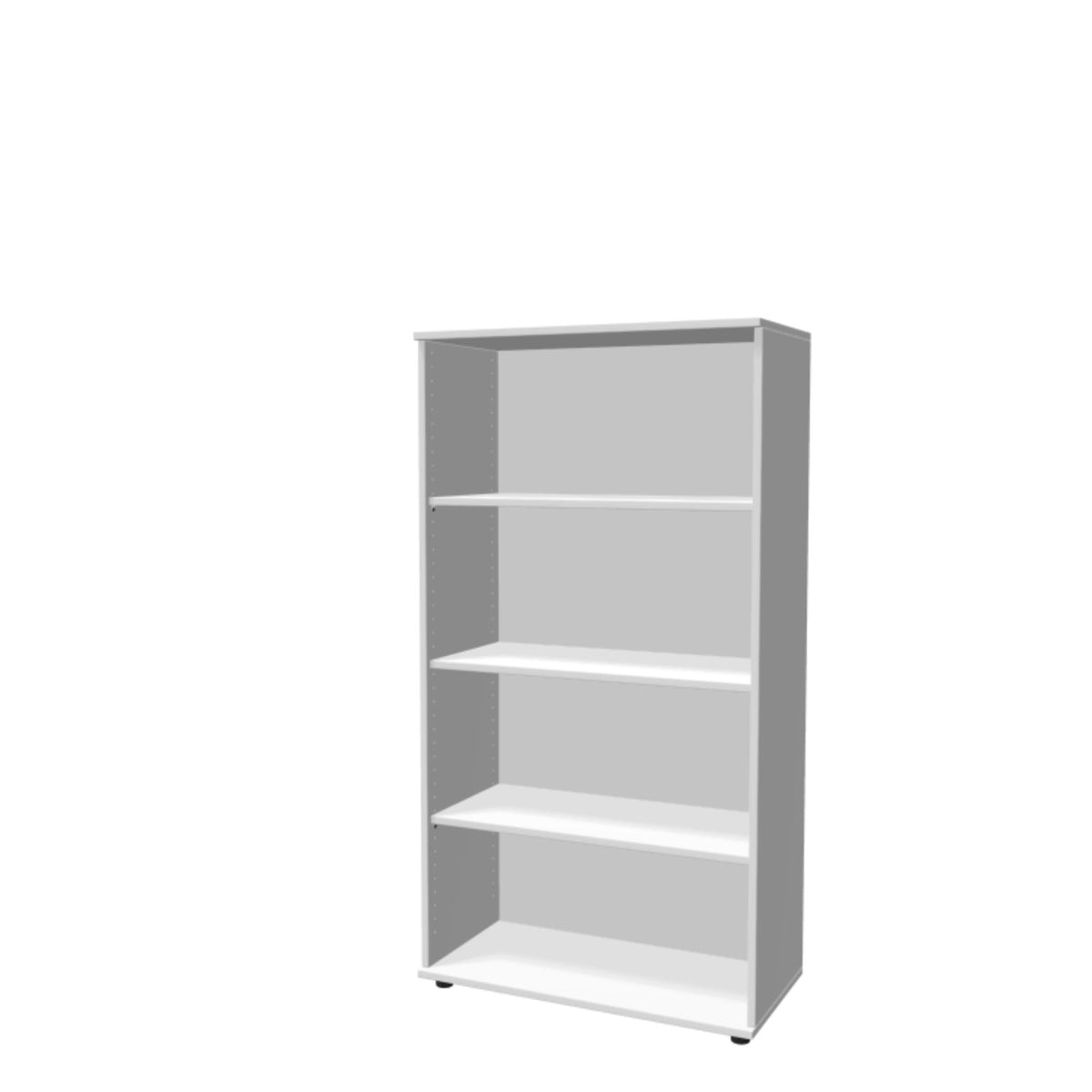 Biroja plaukts THEO, ar 4 atvērtiem plauktiem, 1450 x 800 x 375 mm – Balta