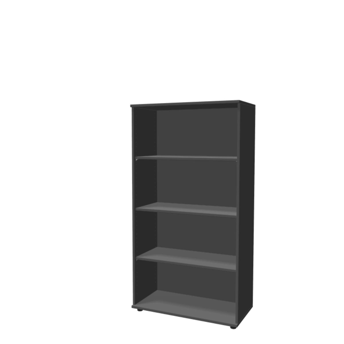 Biroja plaukts THEO, ar 4 atvērtiem plauktiem, 1450 x 800 x 375 mm – Antracīta