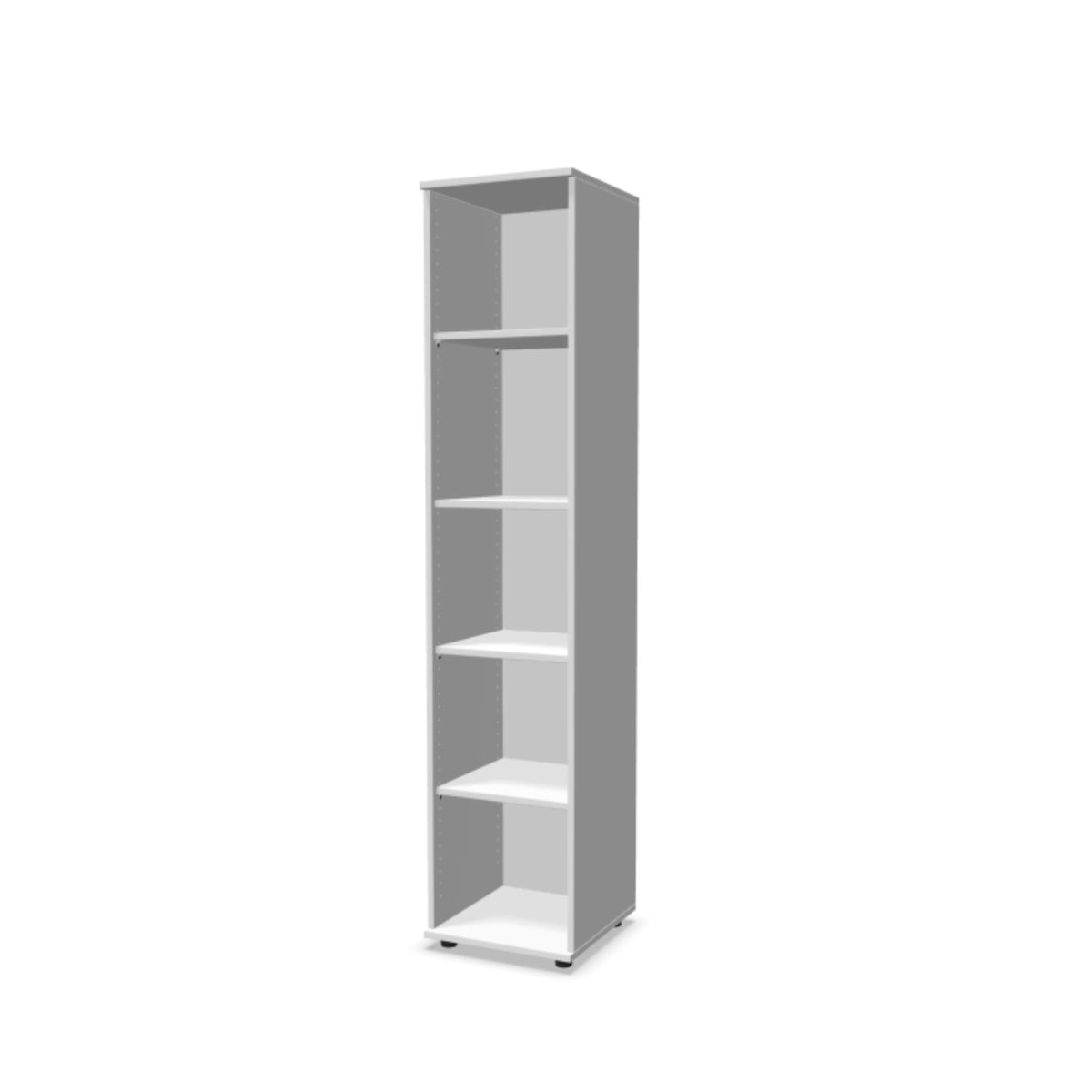 Biroja plaukts THEO, ar 5 atvērtiem plauktiem, 1800 x 400 x 375 mm – Balta