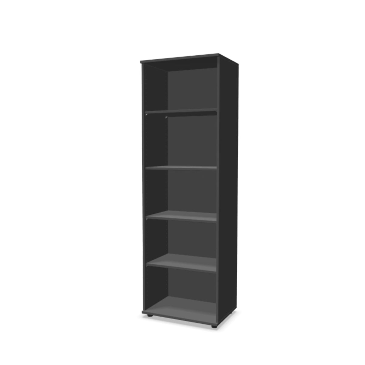 Biroja plaukts THEO, ar 5 atvērtiem plauktiem, 1800 x 600 x 375 mm – Antracīta