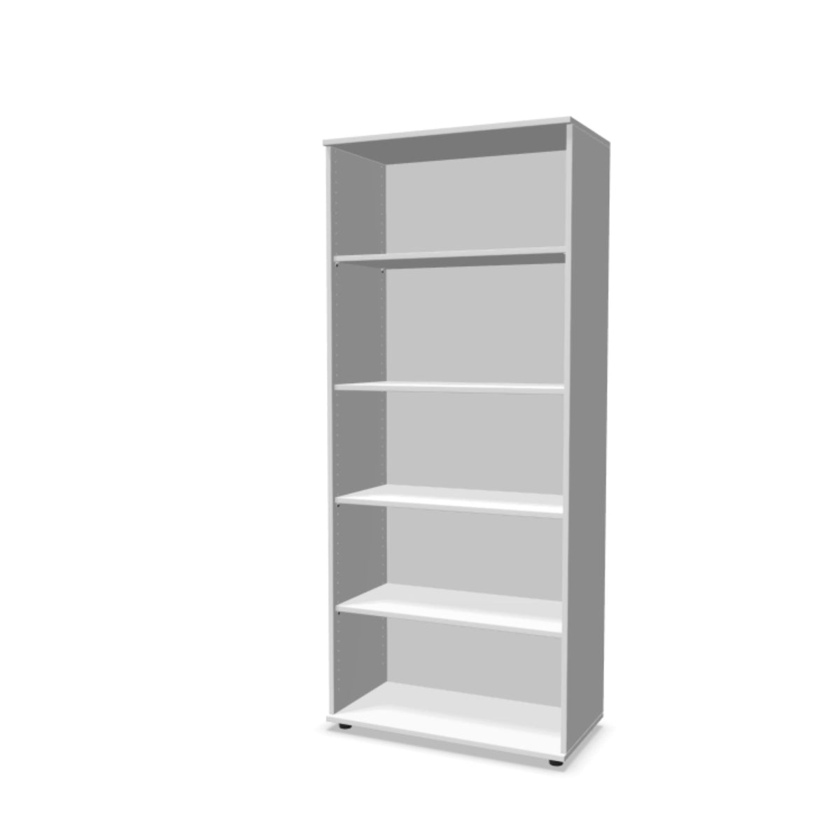 Biroja plaukts THEO, ar 5 atvērtiem plauktiem, 1800 x 800 x 375 mm – Balta