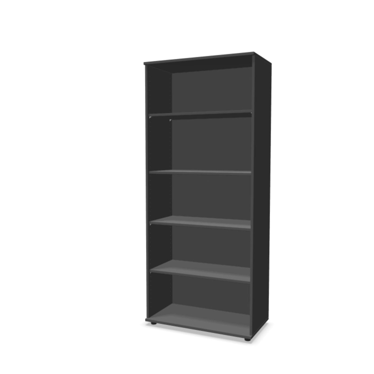 Biroja plaukts THEO, ar 5 atvērtiem plauktiem, 1800 x 800 x 375 mm – Antracīta