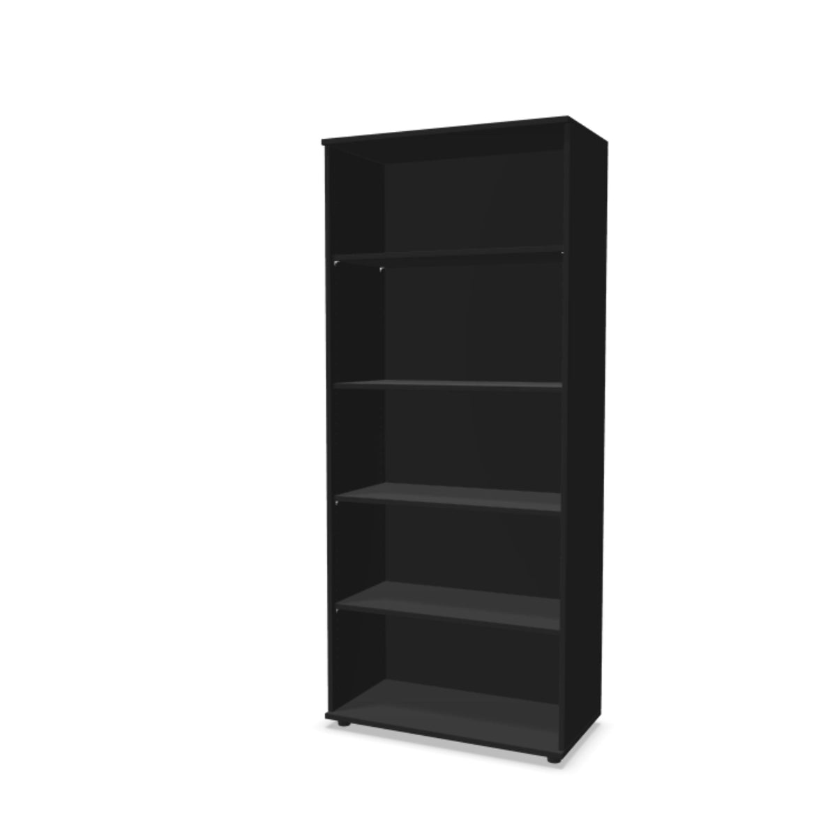 Biroja plaukts THEO, ar 5 atvērtiem plauktiem, 1800 x 800 x 375 mm – Melna