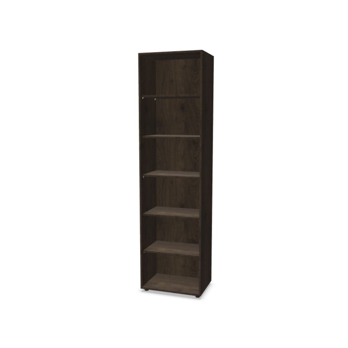 Biroja plaukts THEO, ar 6 atvērtiem plauktiem, 2150 x 600 x 375 mm – Riekstkoka