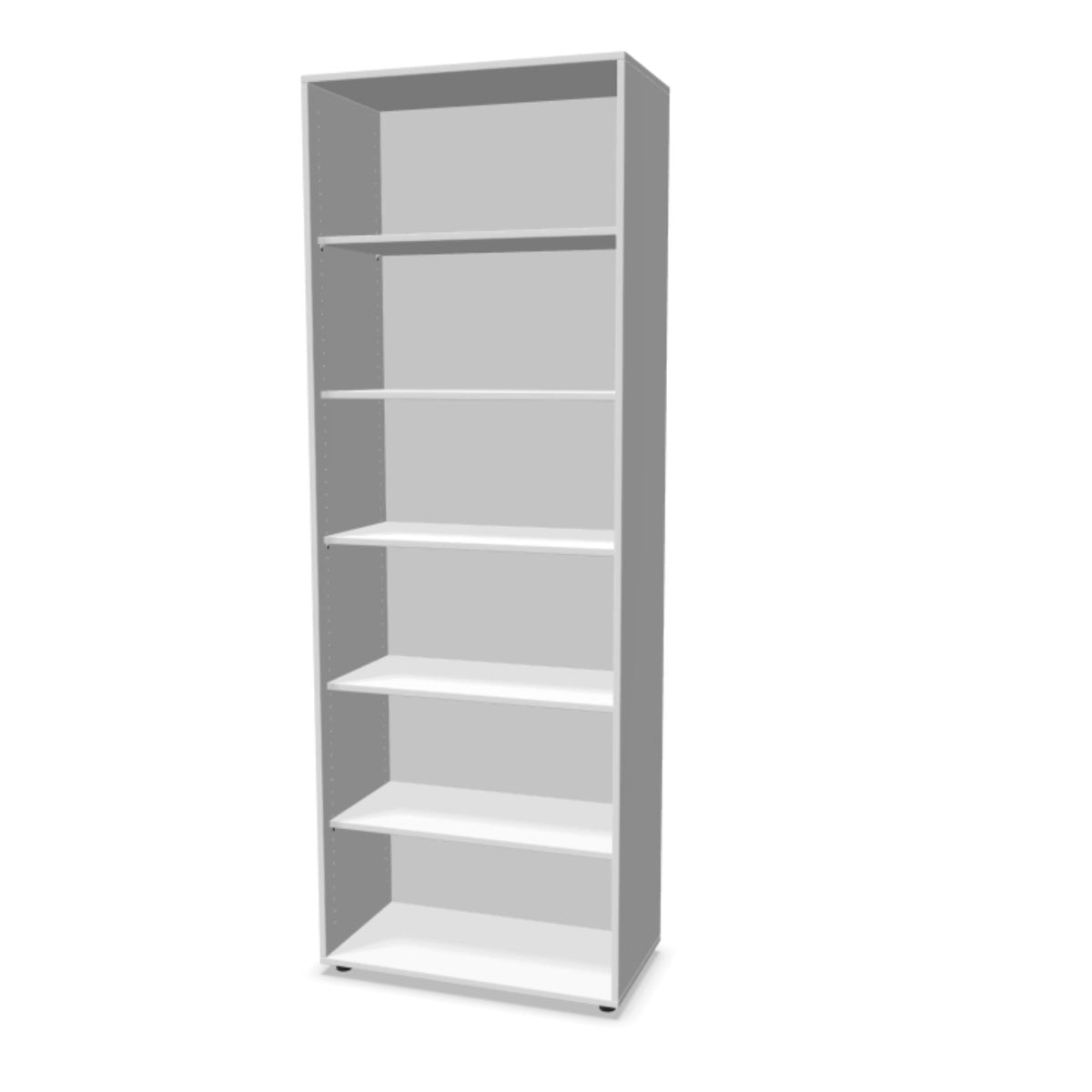 Biroja plaukts THEO, ar 6 atvērtiem plauktiem, 2150 x 800 x 375 mm – Balta