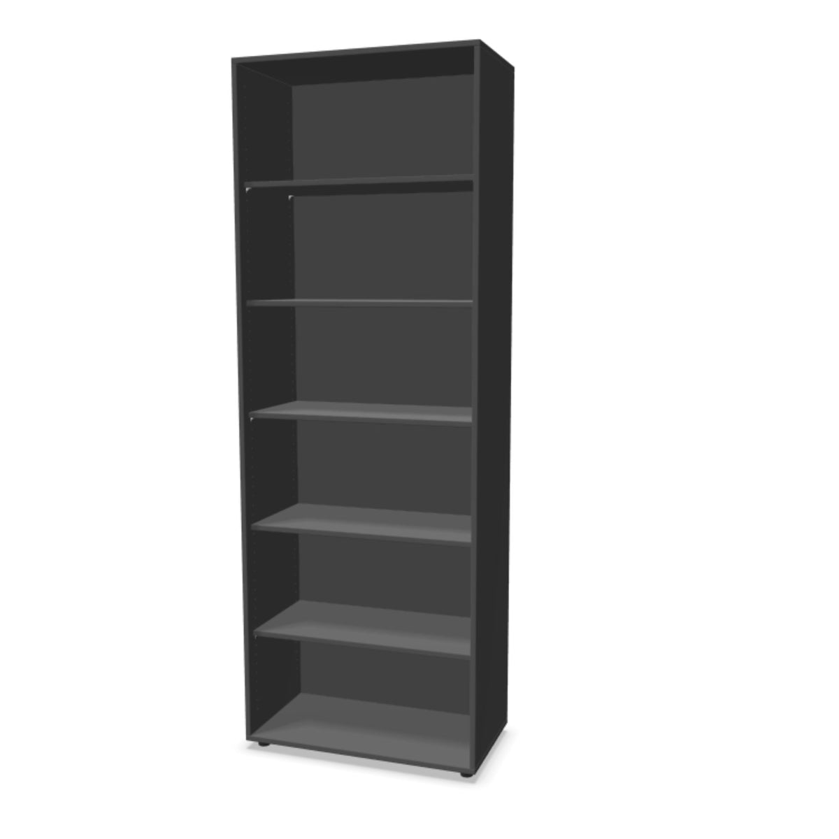 Biroja plaukts THEO, ar 6 atvērtiem plauktiem, 2150 x 800 x 375 mm – Antracīta
