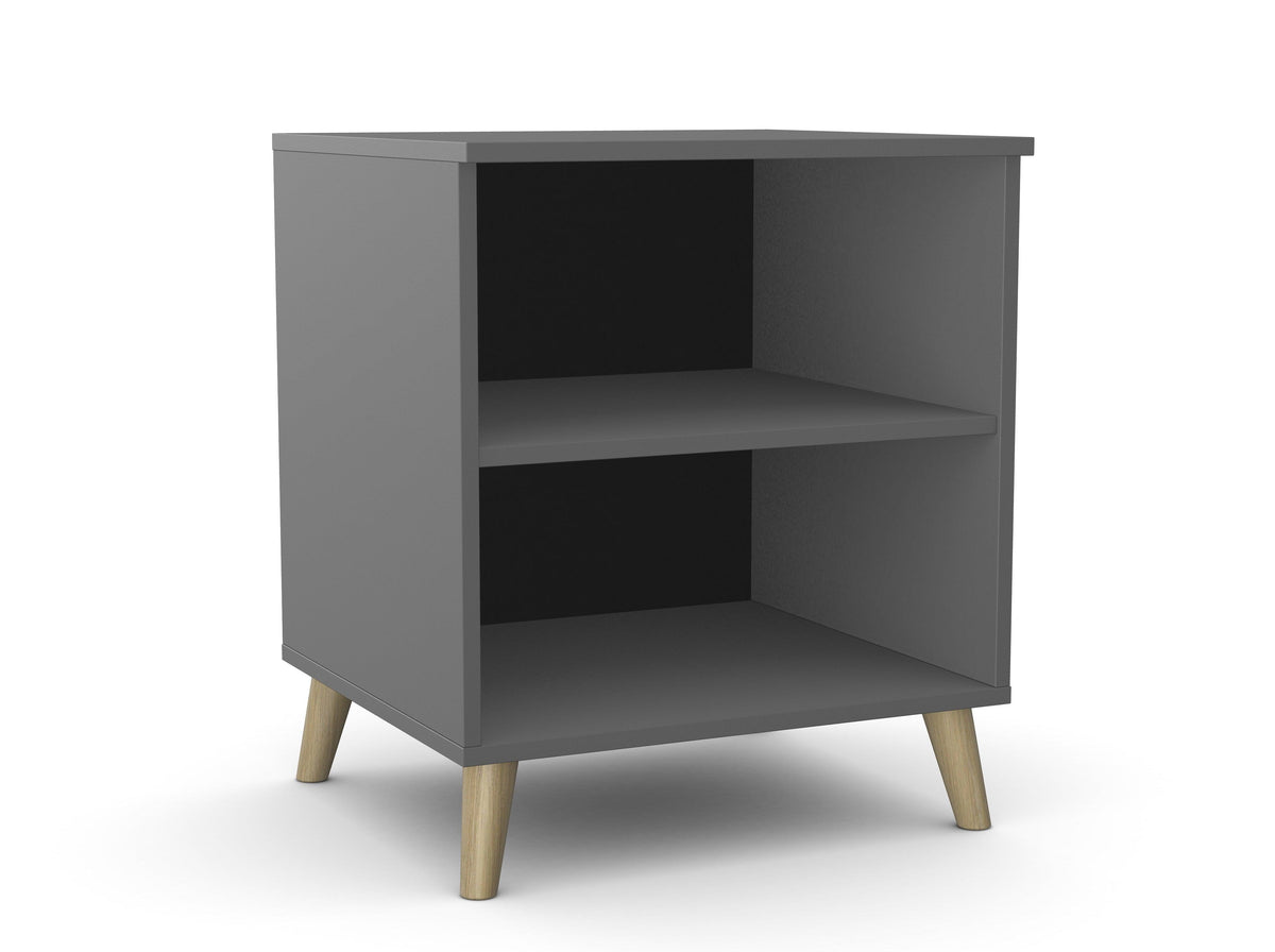 Biroja printera plaukts Flexx, 2 plaukti, 700 x 600 x 550 mm – Grafīta / Koka kājiņas
