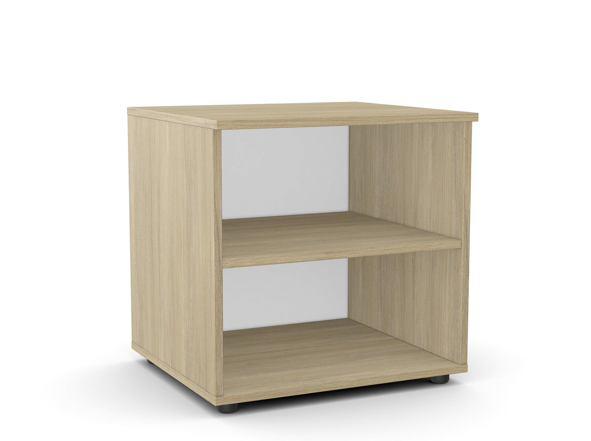 Biroja printera plaukts Flexx, 2 plaukti, 700 x 600 x 550 mm – Amber Oak / Plastmasas kājiņas