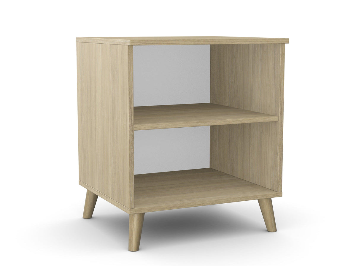 Biroja printera plaukts Flexx, 2 plaukti, 700 x 600 x 550 mm – Amber Oak / Koka kājiņas