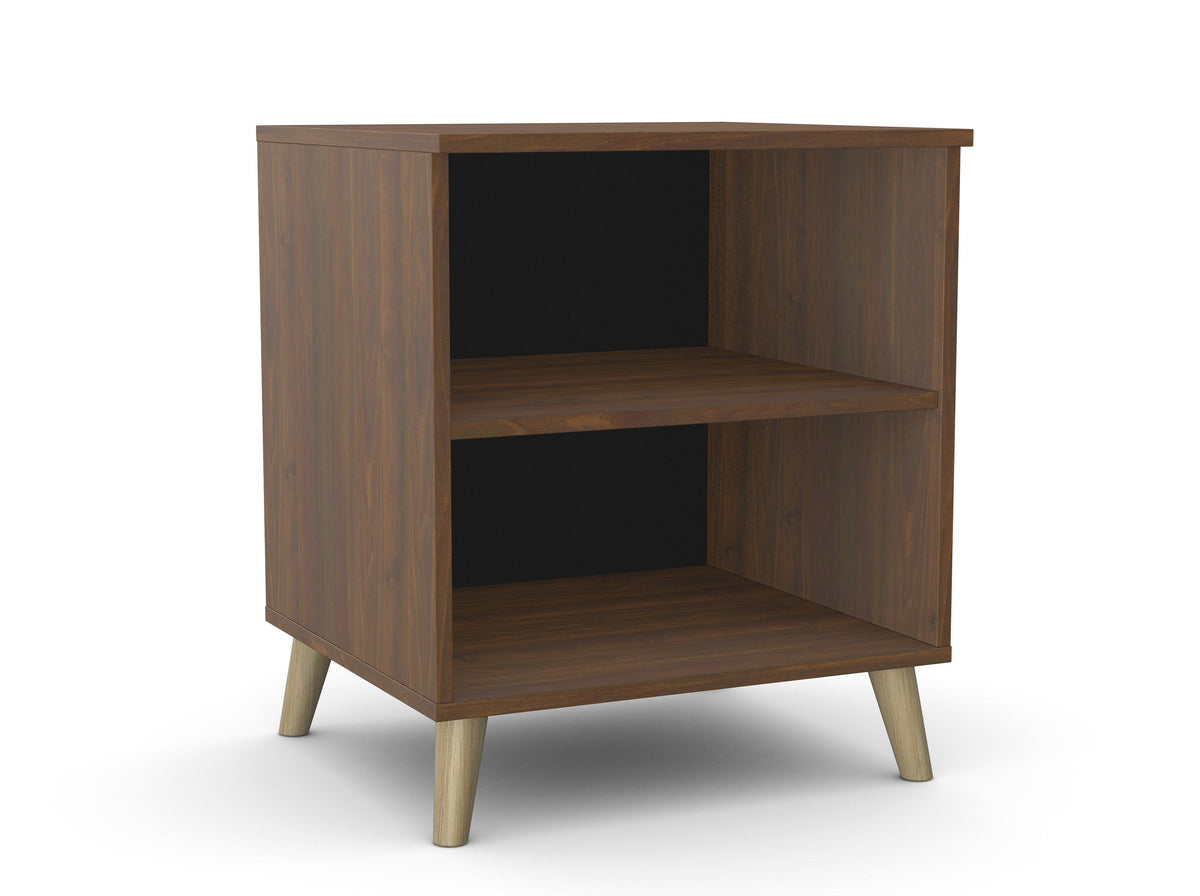 Biroja printera plaukts Flexx, 2 plaukti, 700 x 600 x 550 mm – Riekstkoka / Koka kājiņas