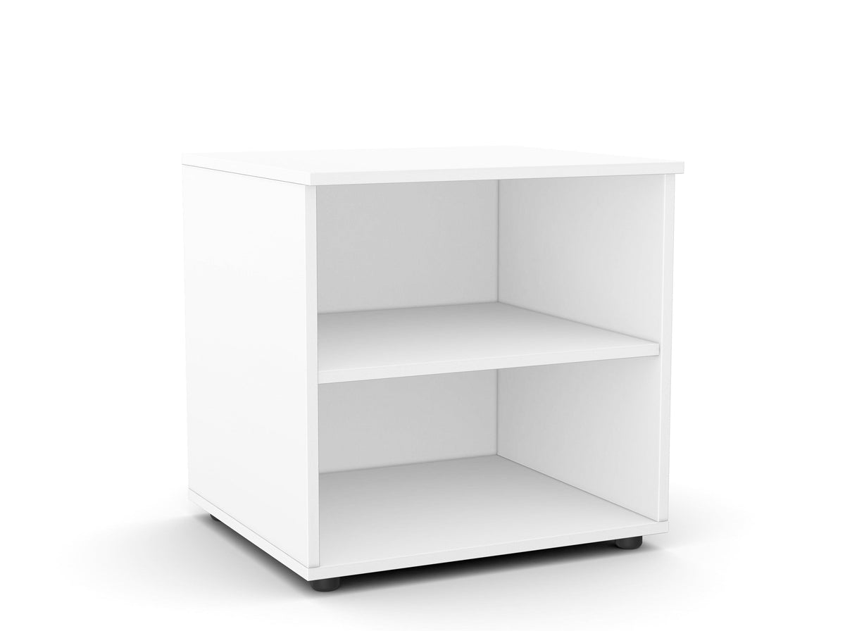 Biroja printera plaukts Flexx, 2 plaukti, 700 x 600 x 550 mm – Balta / Plastmasas kājiņas