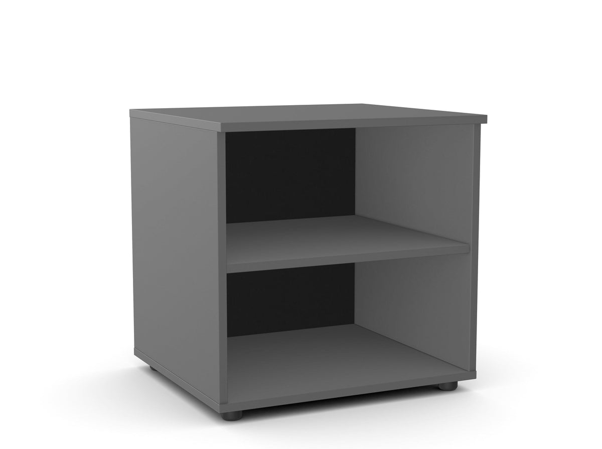 Biroja printera plaukts Flexx, 2 plaukti, 700 x 600 x 550 mm – Grafīta / Plastmasas kājiņas