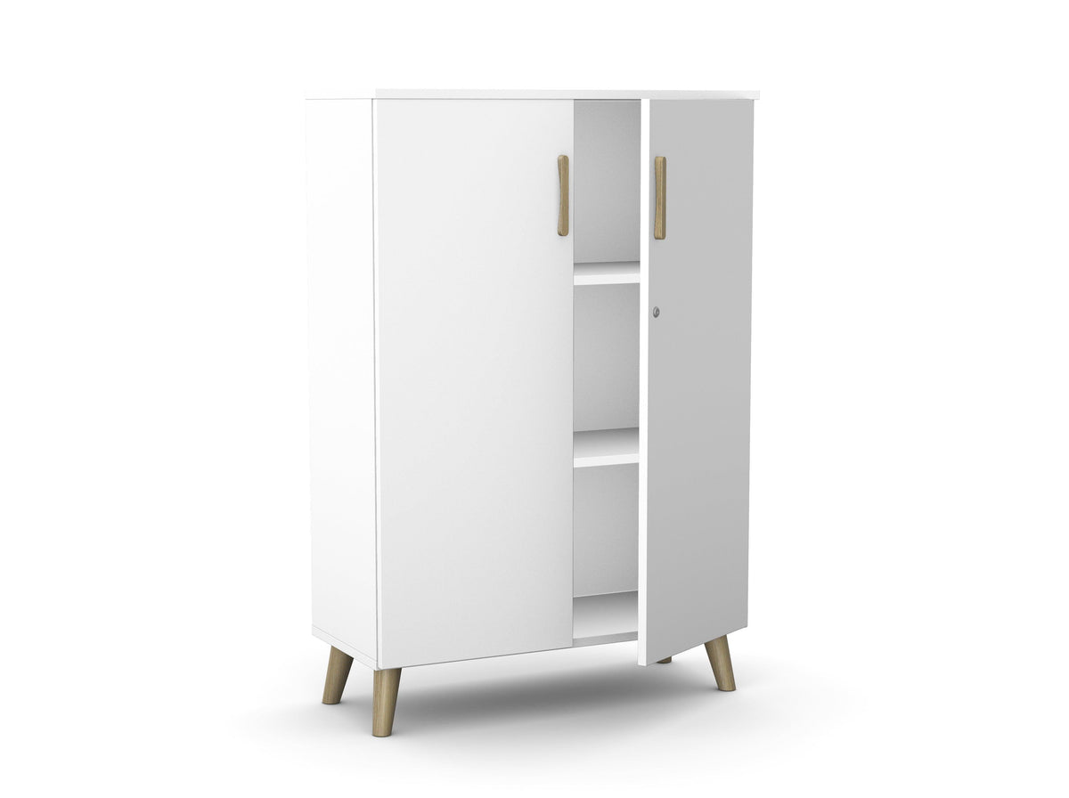 Biroja skapis Flexx, 1190 x 800 x 355 mm – Balta / Koka kājiņas