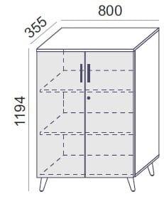 Biroja skapis Flexx, 1190 x 800 x 355 mm