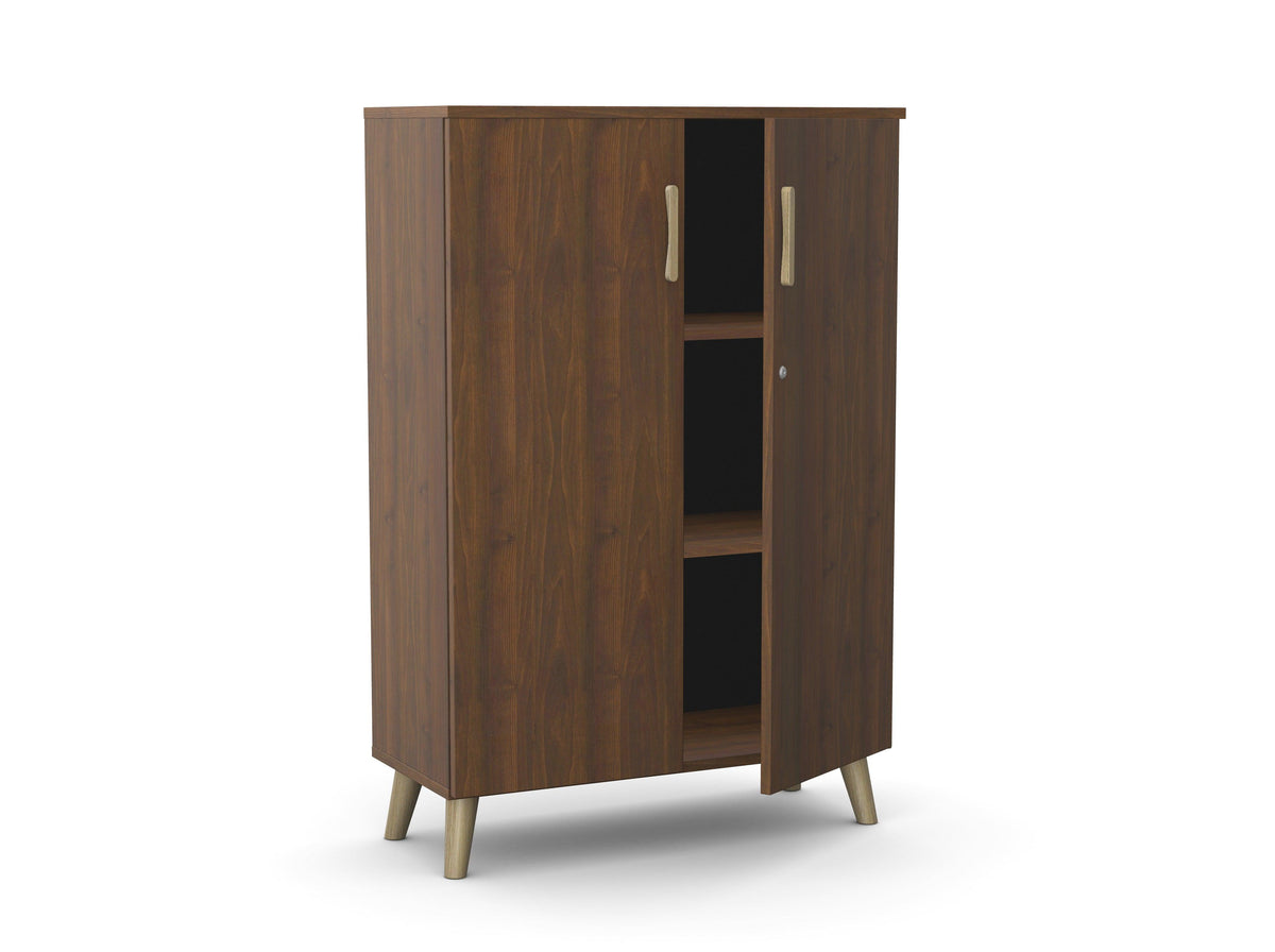 Biroja skapis Flexx, 1190 x 800 x 355 mm – Riekstkoka / Koka kājiņas