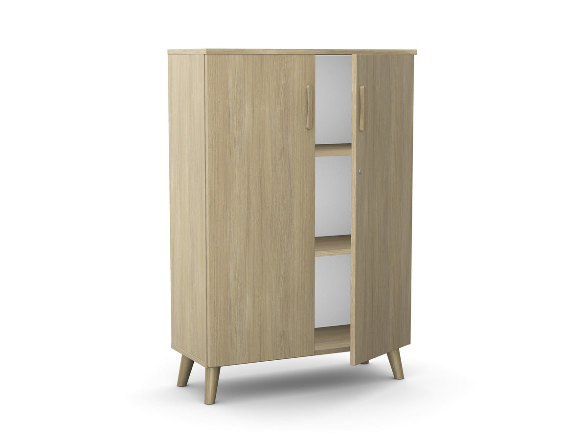 Biroja skapis Flexx, 1190 x 800 x 355 mm – Amber Oak / Koka kājiņas