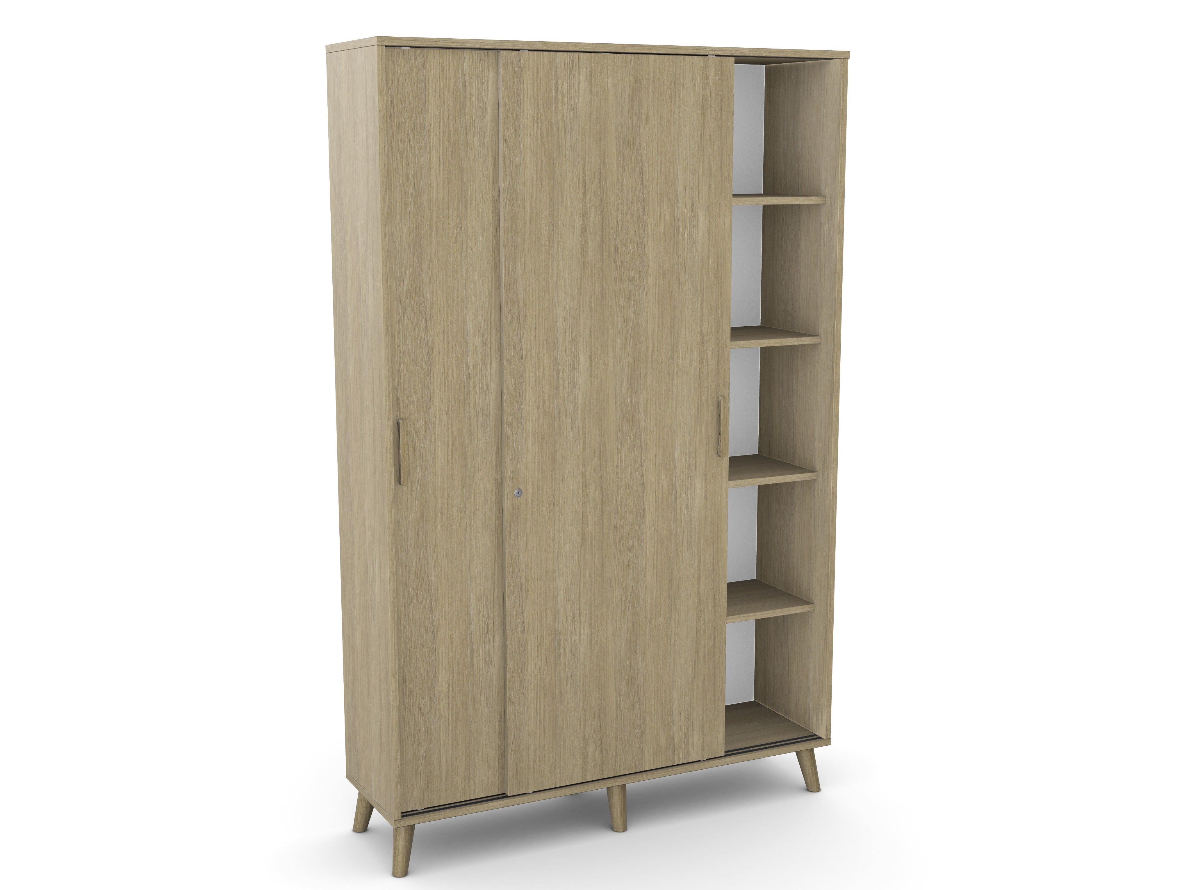 Biroja skapis Flexx, ar bīdāmām durvīm un 10 plauktiem, 1800 x 1200 x 355 mm-Ergostock