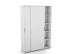 Biroja skapis Flexx, ar bīdāmām durvīm un 10 plauktiem, 1800 x 1200 x 355 mm-Ergostock