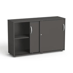 Biroja skapis Flexx, ar bīdāmām durvīm un 2 plauktiem, 742 x 1200 x 355 mm - Ergostock.lv