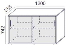 Biroja skapis Flexx, ar bīdāmām durvīm un 2 plauktiem, 742 x 1200 x 355 mm - Ergostock.lv
