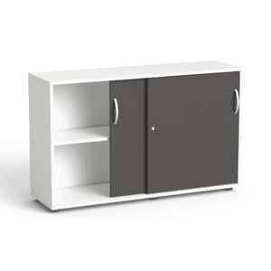 Biroja skapis Flexx, ar bīdāmām durvīm un 2 plauktiem, 742 x 1200 x 355 mm - Ergostock.lv