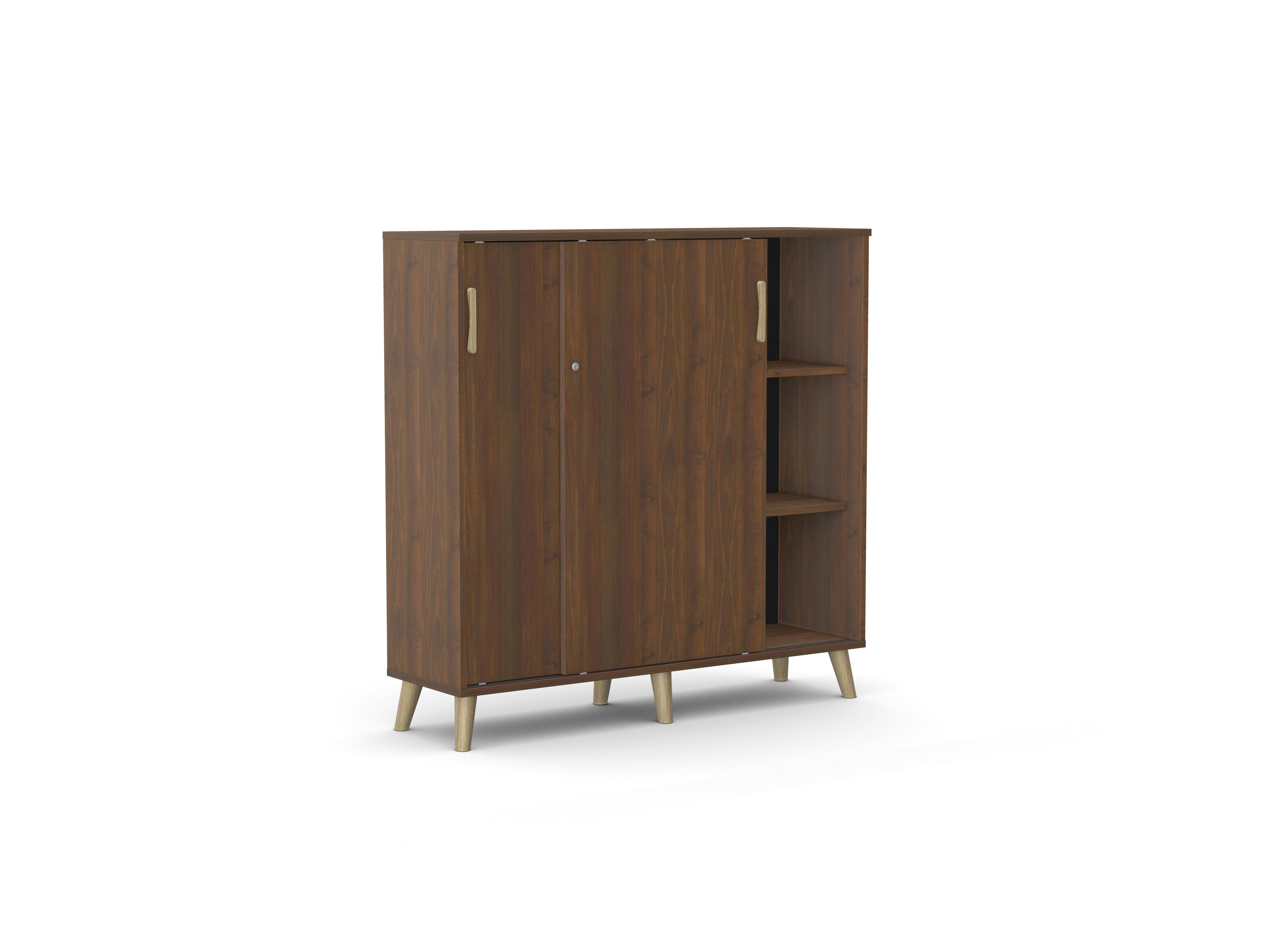 Biroja skapis Flexx, ar bīdāmām durvīm un 6 plauktiem, 1190 x 1200 x 355 mm-Ergostock