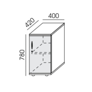 Biroja skapis NUWO, 2 plaukti, 780x400x420 mm, konfigurējams - Ergostock.lv