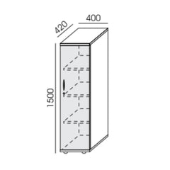 Biroja skapis NUWO, 4 plaukti, 1500x400x420 mm, konfigurējams - Ergostock.lv