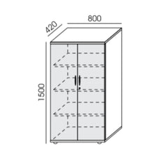 Biroja skapis NUWO, 4 plaukti, 1500x800x420 mm, konfigurējams - Ergostock.lv