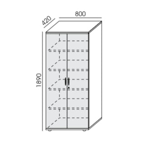 Biroja skapis NUWO, 5 plaukti, 1890x800x420 mm, konfigurējams - Ergostock.lv