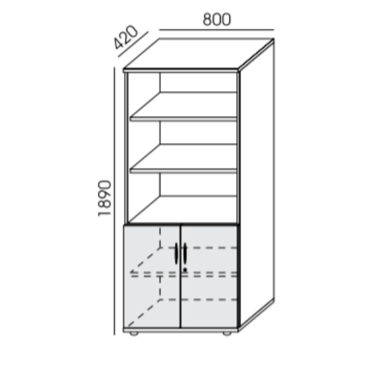 Biroja skapis NUWO, 5 plaukti, ar durvīm, 1890x800x420 mm, konfigurējams - Ergostock.lv