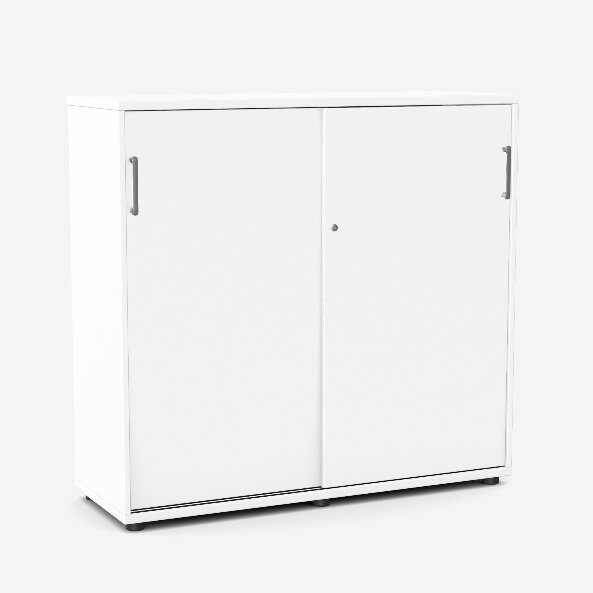 Biroja skapis NUWO ar bīdāmām durvīm, 3 plaukti, 1140x1200x420 mm, konfigurējams - Ergostock.lv