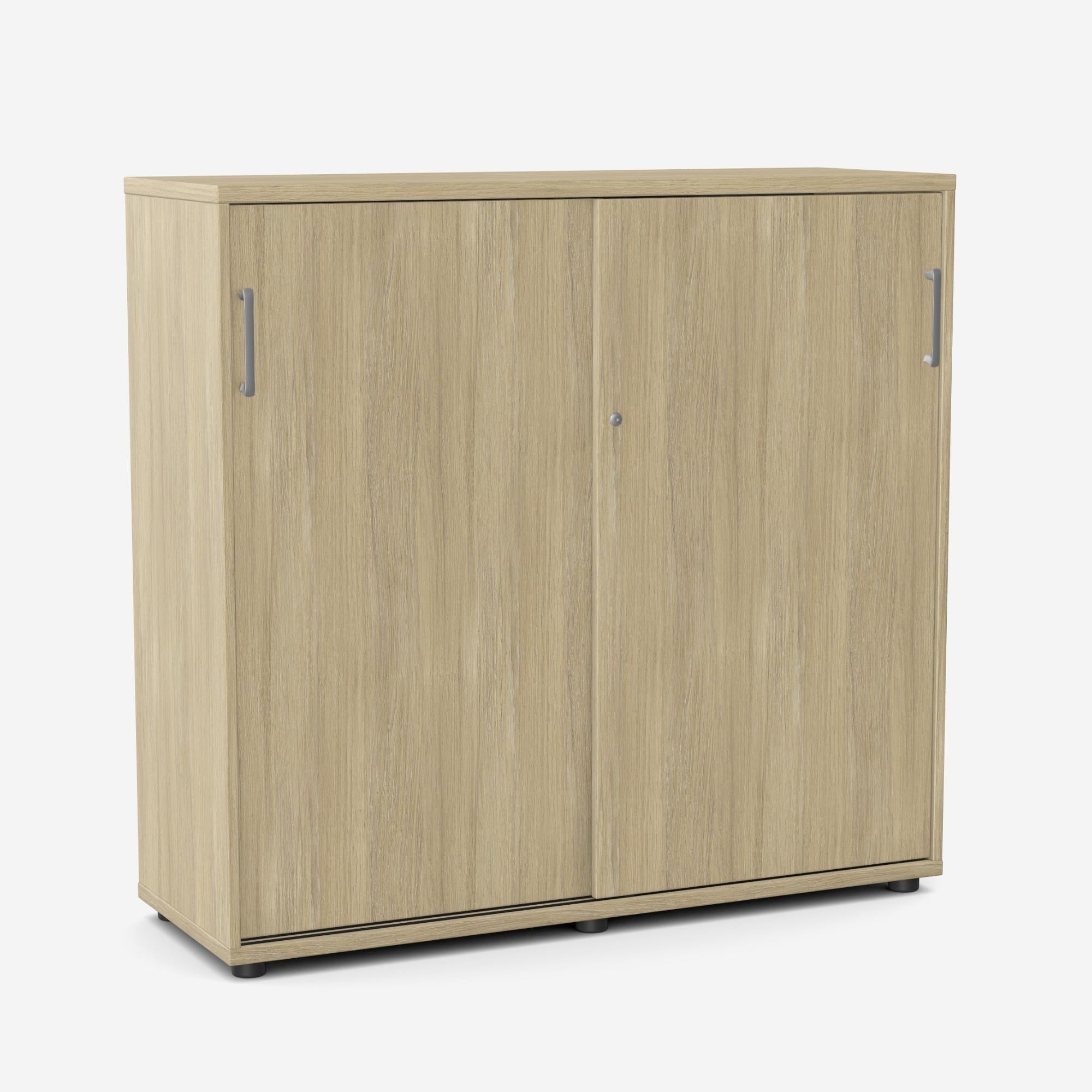 Biroja skapis NUWO ar bīdāmām durvīm, 3 plaukti, 1140x1200x420 mm, konfigurējams - Ergostock.lv