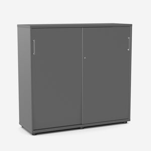 Biroja skapis NUWO ar bīdāmām durvīm, 3 plaukti, 1140x1200x420 mm, konfigurējams - Ergostock.lv