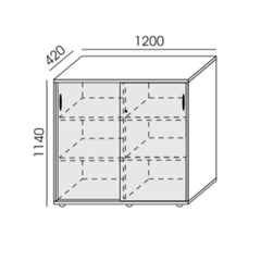 Biroja skapis NUWO ar bīdāmām durvīm, 3 plaukti, 1140x1200x420 mm, konfigurējams - Ergostock.lv