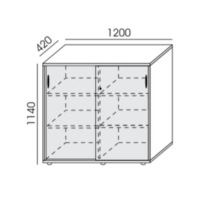 Biroja skapis NUWO ar bīdāmām durvīm, 3 plaukti, 1140x1200x420 mm, konfigurējams - Ergostock.lv