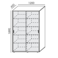 Biroja skapis NUWO ar bīdāmām durvīm, 5 plaukti, 1890x1200x420 mm, konfigurējams - Ergostock.lv