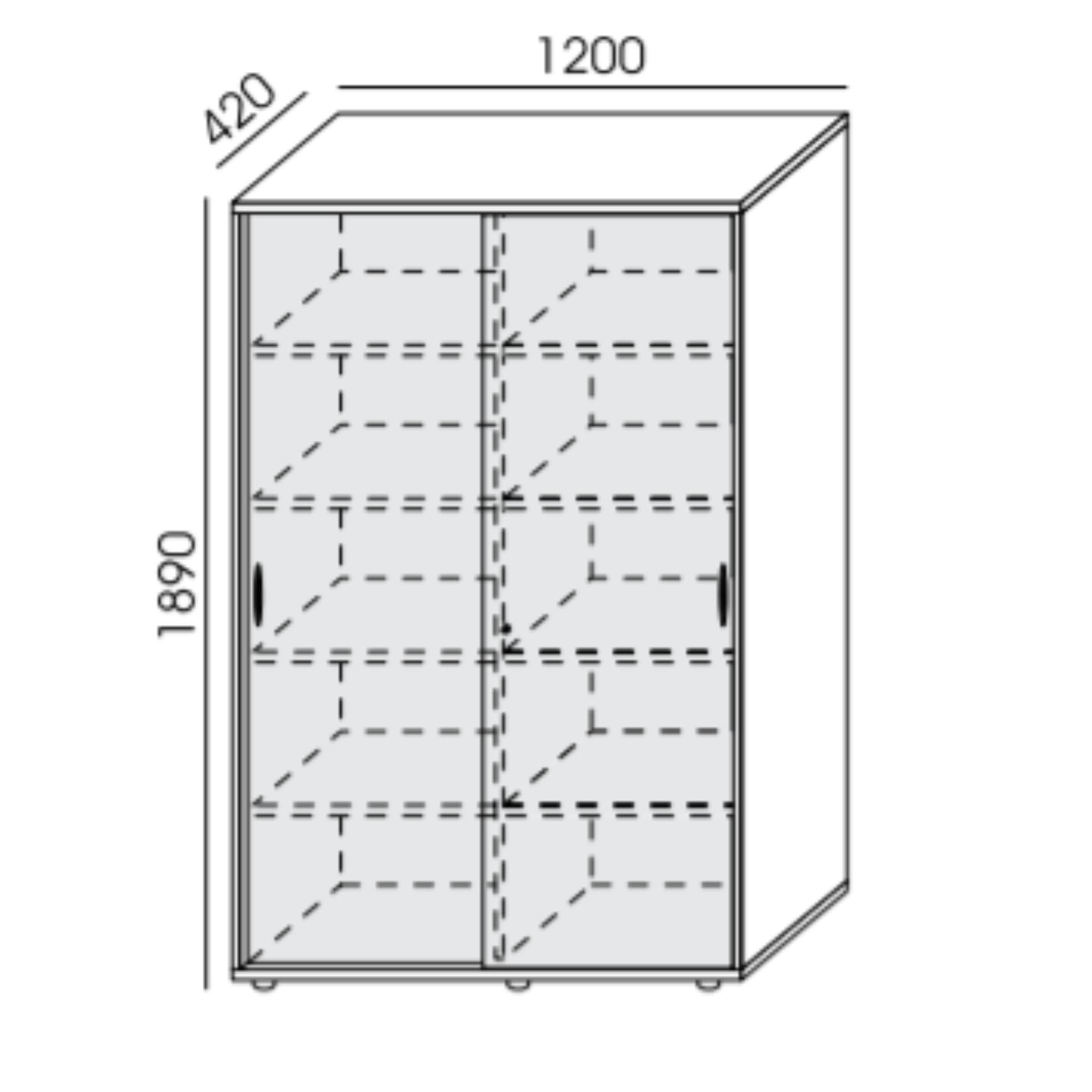 Biroja skapis NUWO ar bīdāmām durvīm, 5 plaukti, 1890x1200x420 mm, konfigurējams - Ergostock.lv