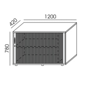 Biroja skapis NUWO ar rullo durvīm, 2 plaukti, 780x1200x420 mm, konfigurējams - Ergostock.lv
