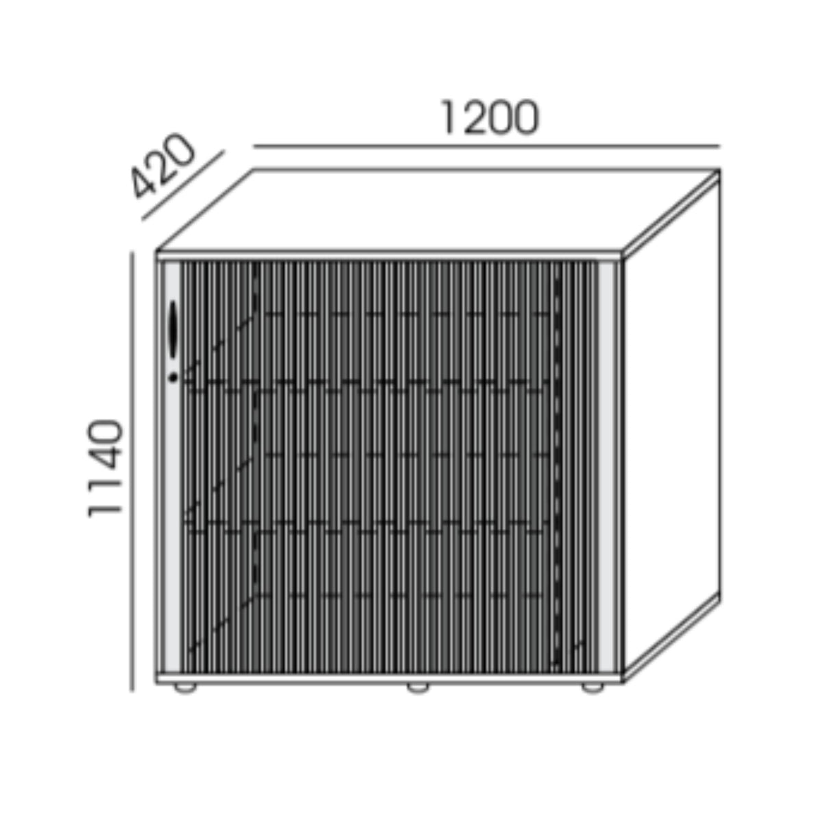 Biroja skapis NUWO ar rullo durvīm, 3 plaukti, 1140x1200x420 mm, konfigurējams