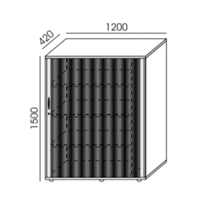 Biroja skapis NUWO ar rullo durvīm, 4 plaukti, 1500x1200x420 mm, konfigurējams - Ergostock.lv