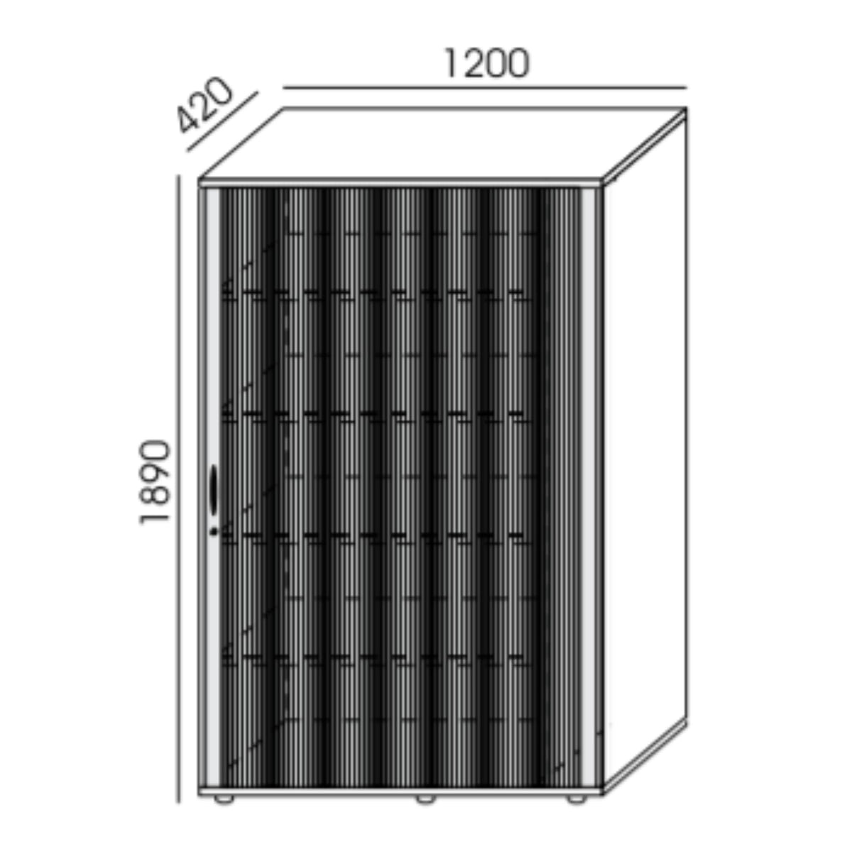 Biroja skapis NUWO ar rullo durvīm, 5 plaukti, 1890x1200x420 mm, konfigurējams - Ergostock.lv