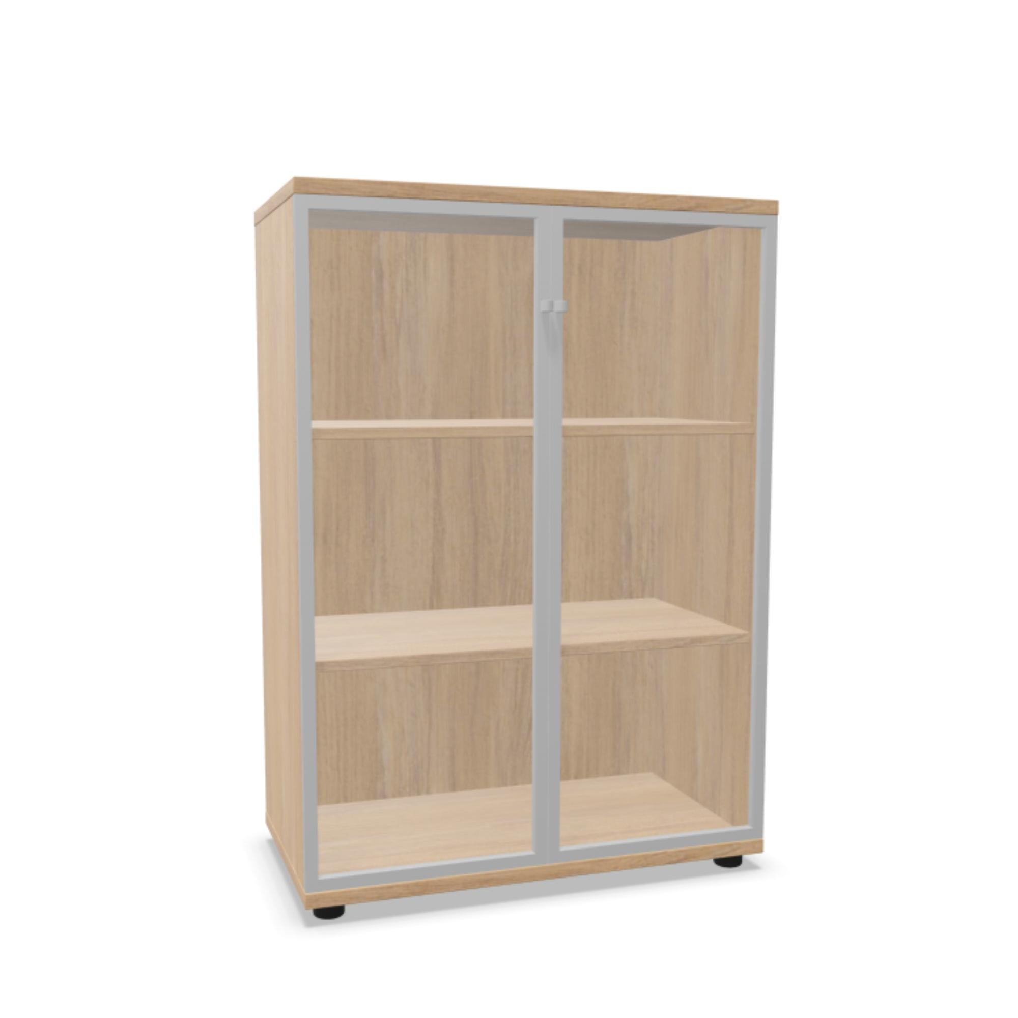 Biroja skapis NUWO GLASS, 3 plaukti, 1140x800x420 mm, konfigurējams - Ergostock.lv