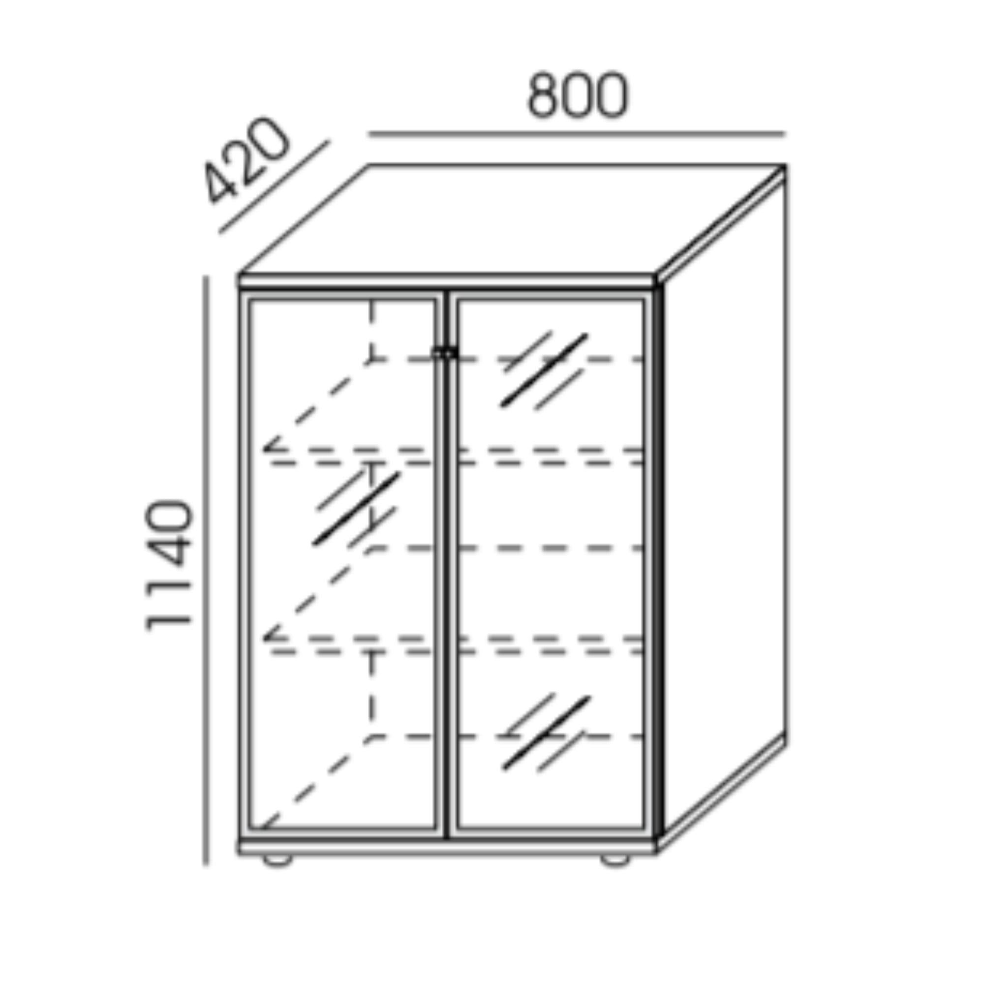 Biroja skapis NUWO GLASS, 3 plaukti, 1140x800x420 mm, konfigurējams - Ergostock.lv