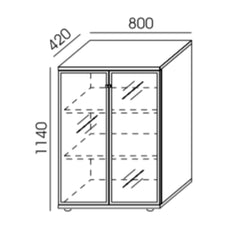 Biroja skapis NUWO GLASS, 3 plaukti, 1140x800x420 mm, konfigurējams - Ergostock.lv