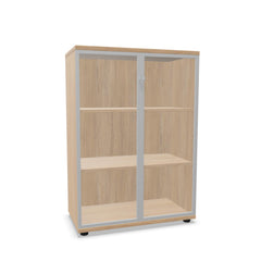 Biroja skapis NUWO GLASS, 3 plaukti, 1140x800x420 mm, konfigurējams - Ergostock.lv